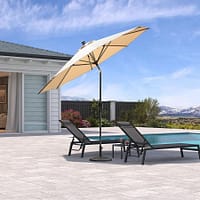 PURPLE LEAF 3.65M X 7.92M Patio Gazebo for Backyard Grey Hardtop Galvanized Steel Roof Awning with Upgrade Curtain PURPLE LEAF Porch Table Umbrella with Crank and Tilt