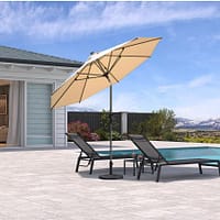 PURPLE LEAF Deluxe Aluminum Outdoor Patio Umbrella Square Cantilever Umbrellas – 3M×4M / Taupe PURPLE LEAF Porch Table Umbrella with Crank and Tilt