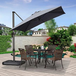 PURPLE LEAF Affordable Patio Umbrella Square and Rectangular Cantilever Umbrella - 2.5M×2.5M / Light Grey