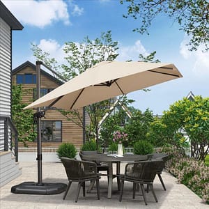 PURPLE LEAF Affordable Patio Umbrella Square and Rectangular Cantilever Umbrella - 2.7M×2.7M / Beige