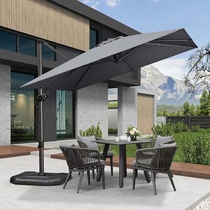 PURPLE LEAF Affordable Patio Umbrella Square and Rectangular Cantilever Umbrella - 2.7M×2.7M / Light Grey