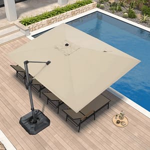 PURPLE LEAF Affordable Patio Umbrella Square and Rectangular Cantilever Umbrella - 2.7M×3.5M / Beige