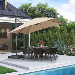 PURPLE LEAF Affordable Patio Umbrella Square and Rectangular Cantilever Umbrella - 3M×3M / Beige