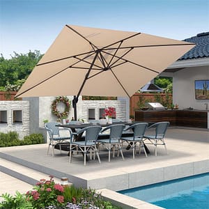 PURPLE LEAF Affordable Patio Umbrella Square and Rectangular Cantilever Umbrella - 3M×4M / Beige
