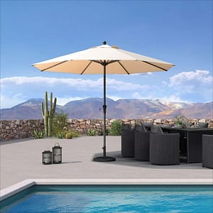 PURPLE LEAF Aluminum Outdoor Market Umbrella Patio Table Umbrella - 3.3M Round / Beige