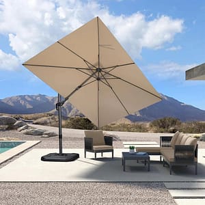 PURPLE LEAF Economical Patio Umbrella Swivel Rectangle Outdoor Umbrellas - 2.5M×3.3M / Beige