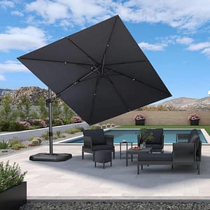 PURPLE LEAF Economical Patio Umbrella Swivel Rectangle Outdoor Umbrellas - 2.7M×3.6M / Light Grey