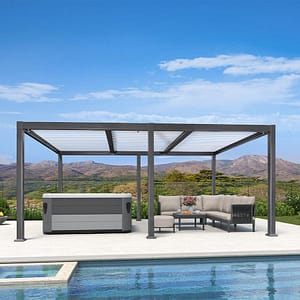PURPLE LEAF Outdoor Louvered Pergola Patio Sun Shade Shelter with Adjustable Hardtop Patio Pergola Gray Frame White Roof – 3.3M X 5.5M PURPLE LEAF Outdoor Louvered Pergola Patio Sun Shade Shelter with Adjustable Hardtop Patio Pergola Gray Frame White Roof - 3.3M X 5.5M