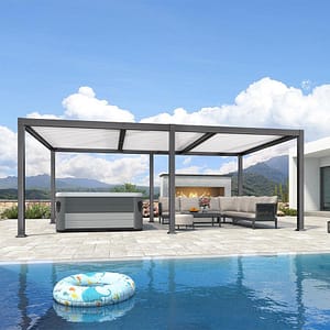 PURPLE LEAF Outdoor Louvered Pergola Patio Sun Shade Shelter with Adjustable Hardtop Patio Pergola Gray Frame White Roof – 3.3M X 6.4M PURPLE LEAF Outdoor Louvered Pergola Patio Sun Shade Shelter with Adjustable Hardtop Patio Pergola Gray Frame White Roof - 3.3M X 6.4M