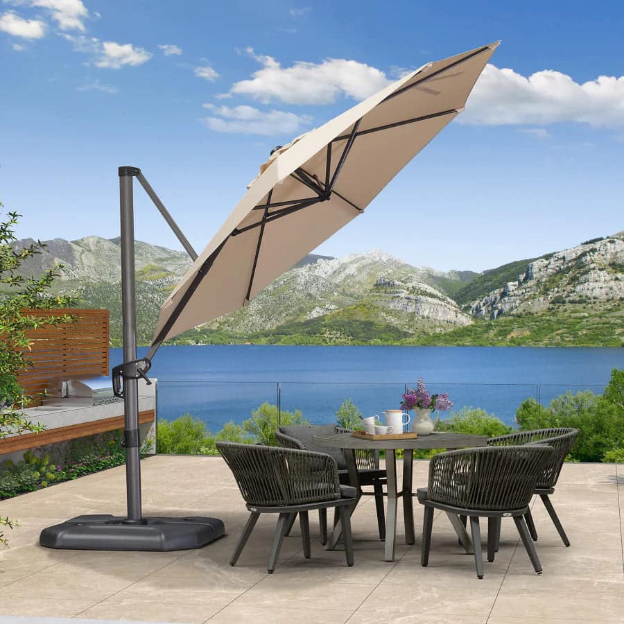 PURPLE LEAF Affordable Outdoor Umbrella Round Cantilever Umbrella for Garden PURPLE LEAF Affordable Outdoor Umbrella Round Cantilever Umbrella for Garden